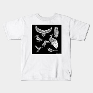 birds wonderwall in wallpaper ecopop mandala aztec art Kids T-Shirt